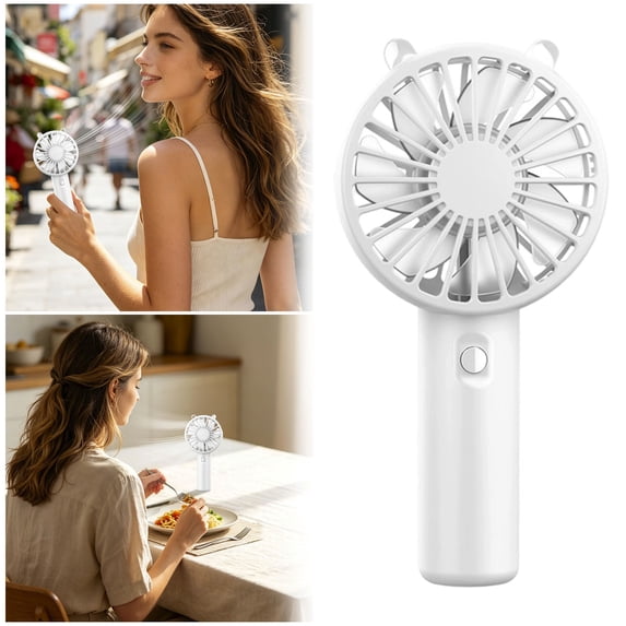 Leeye Portable Handheld Fan USB Rechargeable Mini Personal Cooling Fan 5 Speeds Brushless Motor Quiet Desk Fan for Travel Office Home, White