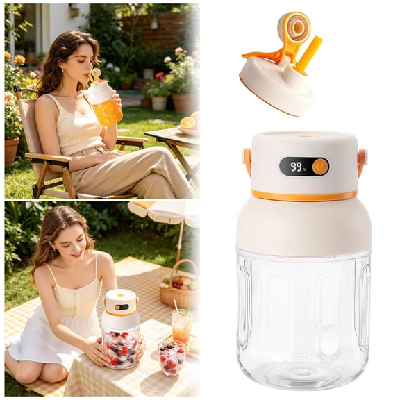 Leeye Portable Juicer USB Rechargeable, Personal Smoothie Blender for Travel, Mini Fruit Juice Maker for Vegetables, 800ml Capacity White