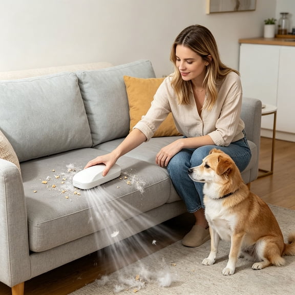 Leeye Portable Pet Hair Remover Brush White Handheld Crumb Sweeper Reusable Manual Rolling Static Lint Brush for Couch Bed Sheets Furniture Tabletop