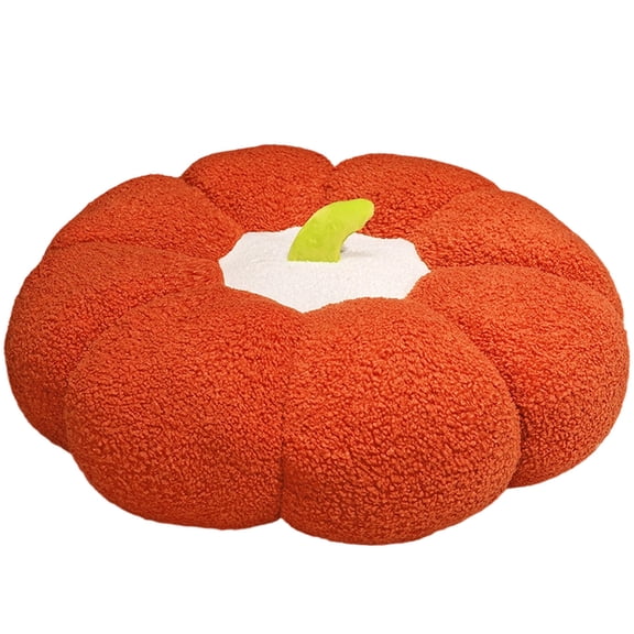 Leeye Pumpkin Floor Cushion Seat Pad, Soft Plush Round Floor Pillow Stool for Living Room Bedroom Meditation, Cozy Pumpkin Shaped Ottoman for Home Decor, Red 17.72x17.72x5.91in