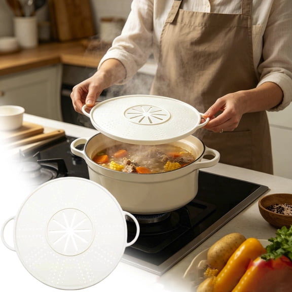 Leeye Silicone Splatter Screen for Frying Pan, 11 Inch Grease Splash Guard with Stainless Steel Ring, Non-Stick Oil Splatter Shield for Cooking, White, One Size, 0.43 lb