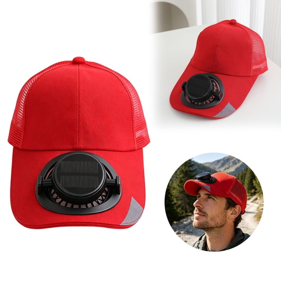 Leeye Solar Fan Hat Rechargeable Baseball Cap with Built-in Cooling Fan Solar Powered USB Charging Sun Protection Hat for Outdoor Sports Hiking Fishing, A, One Size