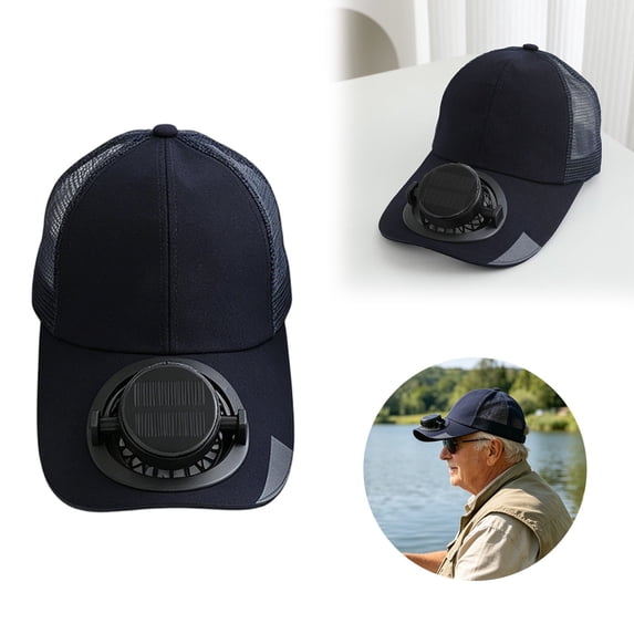 Leeye Solar Fan Hat Rechargeable Baseball Cap with Built-in Cooling Fan Solar Powered USB Charging Sun Protection Hat for Outdoor Sports Hiking Fishing, B, One Size