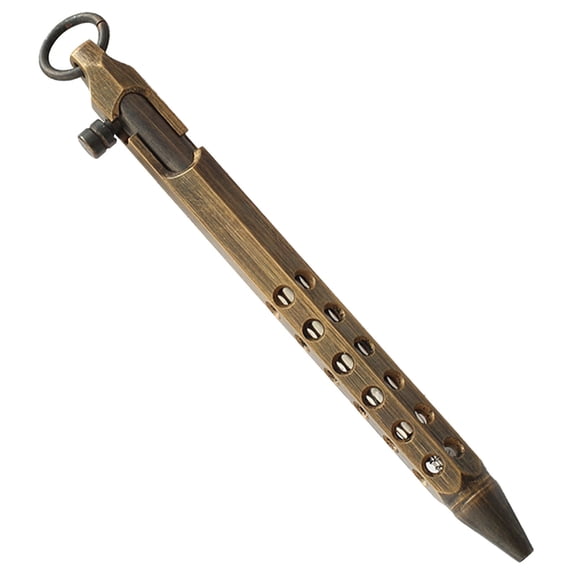 Leeye Solid Brass Bolt Action Tactical Pen, Hexagonal Pocket Pen with Clip and Keyring, Every Day Carry Writing Instrument for Business, Gift, 0.09 lb