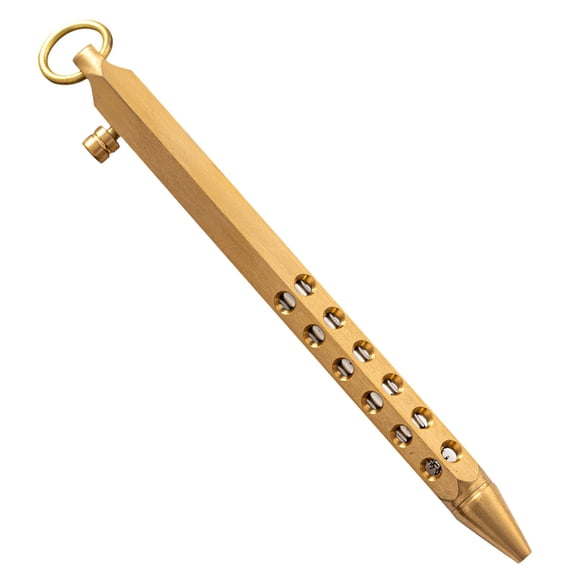 Leeye Solid Brass Bolt Action Tactical Pen, Hexagonal Pocket Pen with Clip and Keyring, Every Day Carry Writing Instrument for Business, Gift, 0.10 lb