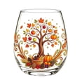 thumbnail image 1 of Leeye Thanksgiving Stemless Wine Glass - Fall Squirrel & Pumpkin Design, 2D Printed, for Home & Holiday (Style A), 1 of 6