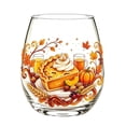 thumbnail image 1 of Leeye Thanksgiving Stemless Wine Glass - Fall Squirrel & Pumpkin Design, 2D Printed, for Home & Holiday (Style B), 1 of 6