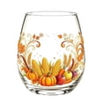 thumbnail image 1 of Leeye Thanksgiving Stemless Wine Glass - Fall Squirrel & Pumpkin Design, 2D Printed, for Home & Holiday (Style C), 1 of 6