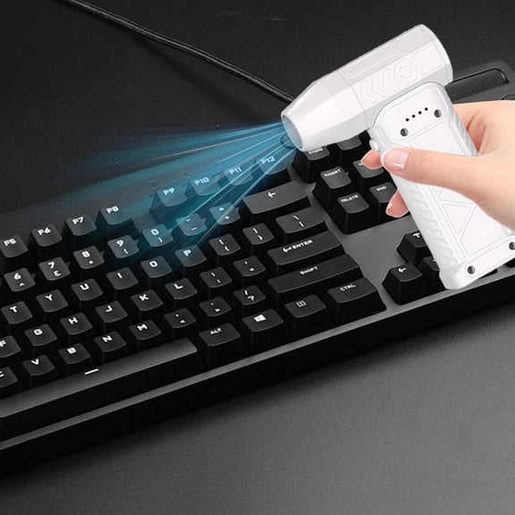 Leeye Turbo Handheld Air Duster, 130000RPM Cordless Jet Fan Blower with 6 Speeds, High Speed Brushless Motor Electric Air Blower for Car Cleaning Snow Removal Keyboard Dusting, White