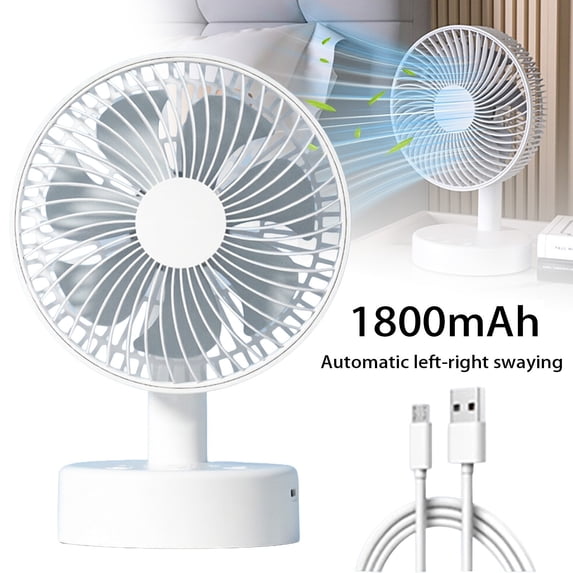 Leeye USB Desk Fan Powered Quiet Oscillating Compact Rechargeable 6 Inch For Bedroom Office