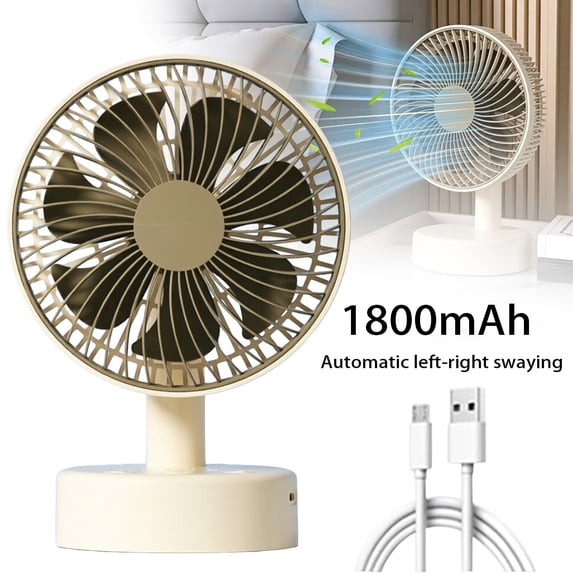 Leeye USB Desk Fan Powered Quiet Oscillating Compact Rechargeable 6 Inch For Bedroom Office