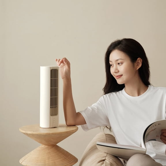 Leeye USB Fan with Negative Ion Purification, Rechargeable 3 Speed Mini Desktop Fan with Air Purifying Function, Portable High Wind Cooling Fan for Dorm Office Home, White