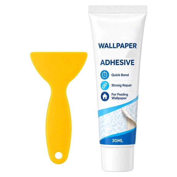 Leeye Wallpaper 30ml Quick Bond with Scraper Strong for Peeling Edges Home Wall Paste White 13cm 1pc