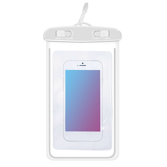 Leeye Waterproof Phone Pouch IPX8 Dry Bag with Lanyard, Beach Pool Waterproof Case for Phone Keys Cash, White