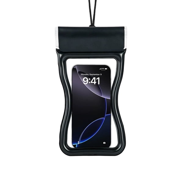 Leeye Waterproof Phone Pouch with Neck Lanyard, Universal Dry Bag for Beach Pool and Outdoor Activities, Touch Screen Compatible, Black, 9.65x5.12x0.39in