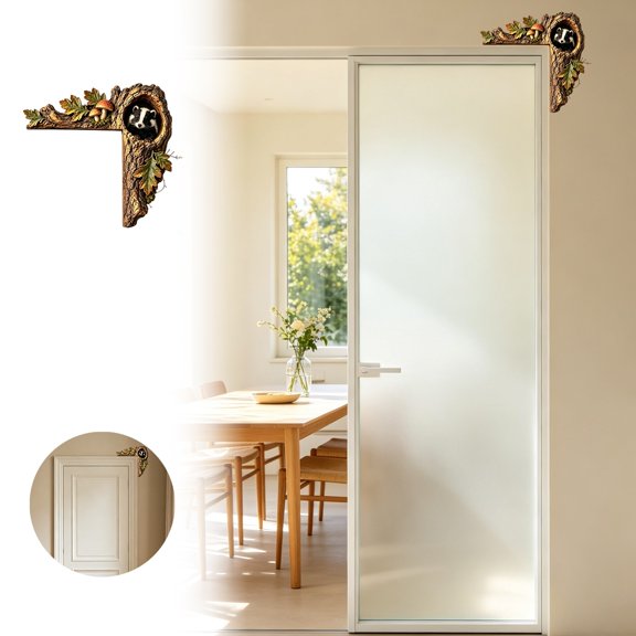 Leeye Wooden 2D Hole Door Corner L Shape Top Mysterious Wall Sign for Family Party Holiday Brown 20cm 1pc