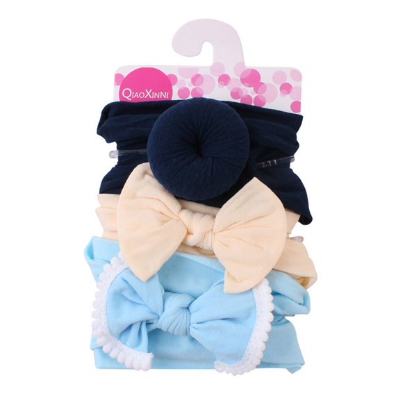 Leezo 3 Pcs Baby Toddler Girls Kids Bowknot Turban Headband Hair Band Headwrap