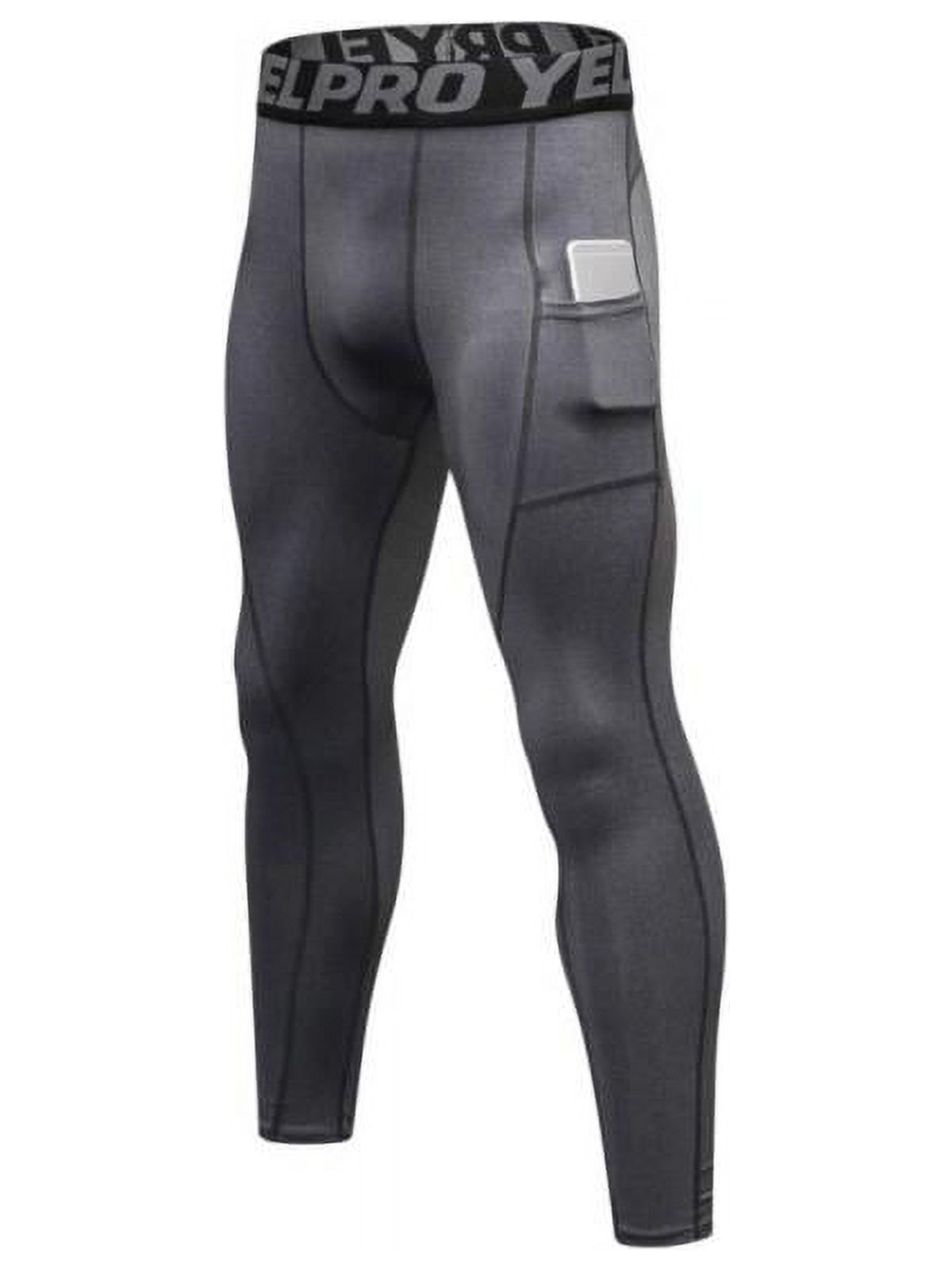 Leezo Men's Compression Pants Running Baselayer Cool Dry Sports Tights Out Pocket - image 1 of 2
