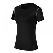 Leezo Women Update Compression Sports Fitness Yoga Short Sleeve Tight T Shirts
