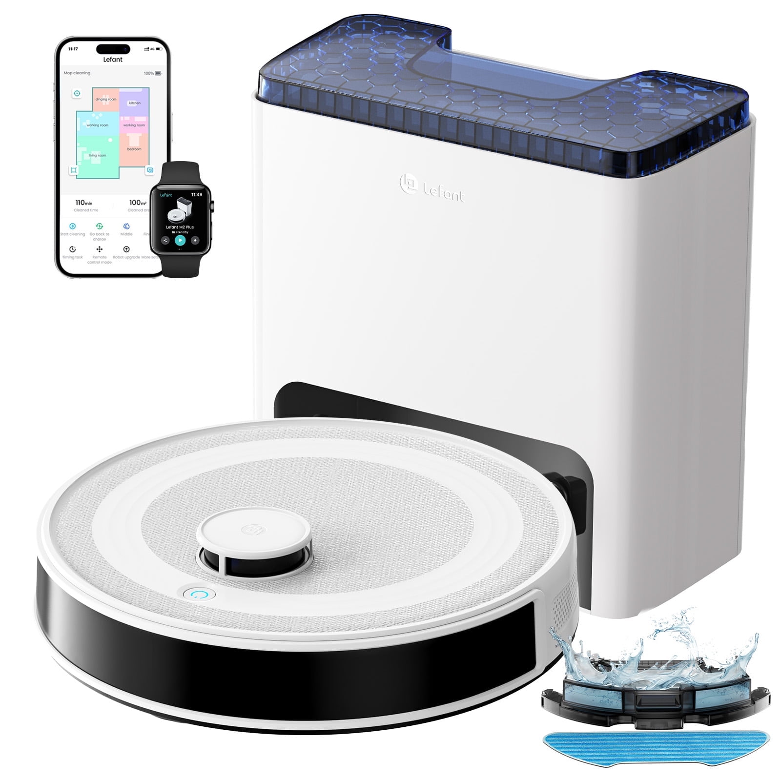 Robot Aspirador LEFANT M2 Blanco - Límites Virtuales, Limpieza Por Zonas, Batería Larga