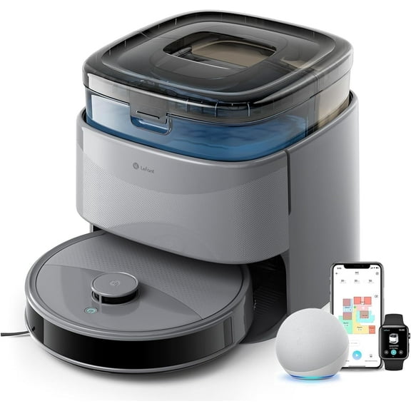 Lefant M3 Max Robot Vacuum and Mop, 20,000Pa Suction, Anti-Tangle Brushes, Dual Spinning Mop, 113°F Hot Water Auto Mop Washing & Cool Air Drying, Self-Emptying & Refilling