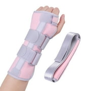 Lefeke Carpal Tunnel Wrist Brace Night Support for Left Hand, Adjustable Hand Brace with Replaceable Splints and Sling, Carpal Tunnel Pain Relief for Tendonitis, Arthritis, Injuries(Pink Left)