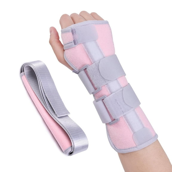 Lefeke Carpal Tunnel Wrist Brace Night Support for Right Hand, Adjustable Hand Brace with Replaceable Splints and Sling, Carpal Tunnel Pain Relief for Tendonitis, Arthritis, Injuries (Pink Right)