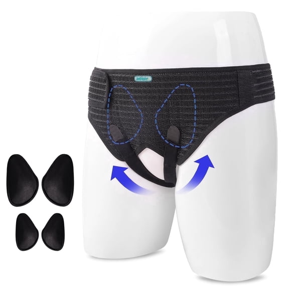 Lefeke Hernia Belts for Men Inguinal with 4 Compression Pads, Hernia Support Brace for Groin Pain Relief, Hernia Truss for Bilateral Hernia, Adjustable Waist Guard Left or Right Side-S