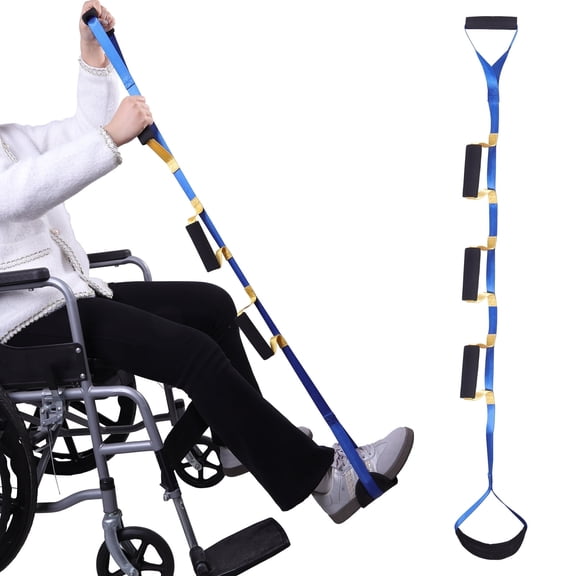 Lefeke Leg Lifter Help for Elderly & Recovery - Adjustable Strap for Bed, Wheelchair, Car - 4 Sponge Handles & Non-Slip Foot Pad - Post Surgery Aid (Hip/Knee)-Color blocking style