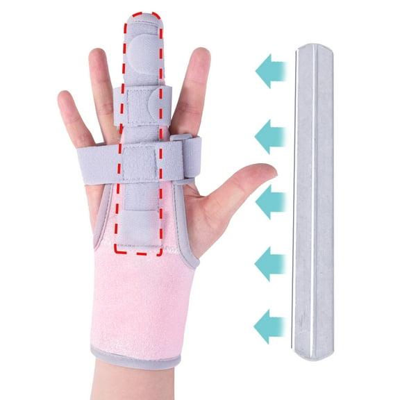 Lefeke Trigger Finger Splint, Finger Brace for Middle, Index, Pinky, or Ring Finger Support, Hand Splint for Broken Finger, Arthritis, Fracture, Hand Brace With Finger Support (Pink)
