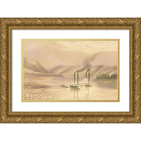 Lefevre James Cranstone 24x17 Gold Ornate Framed and Double Matted Museum Art Print Titled - The Ohio River Near Wheeling, West Virginia (1859-60)