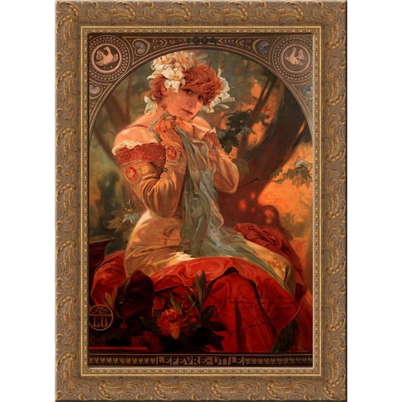 Lefevre Utile 20x24 Gold Ornate Wood Framed Canvas Art by Mucha, Alphonse