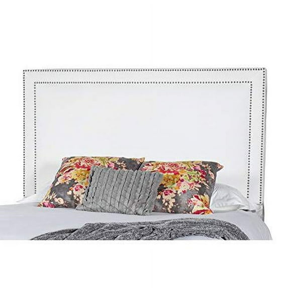 Leffler Home Brookside Queen Upholstered Headboard in Peyton Pearl with Silver Nailhead