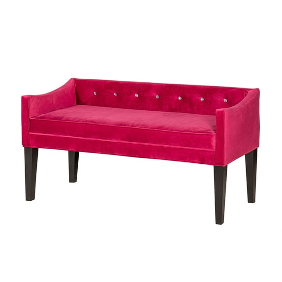 Leffler Home Juliette Crystal Tufted Upholstered Bench in Chantel Magenta