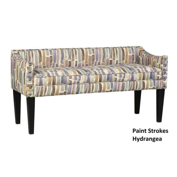 Leffler Home Whitney Upholstered Bench in Paint Strokes Hydrangea