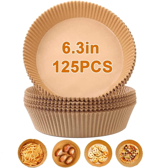Lefiocky 125 Pcs Air Fryer Liners Disposable 6.3" Round Parchment Paper for Baking Frying