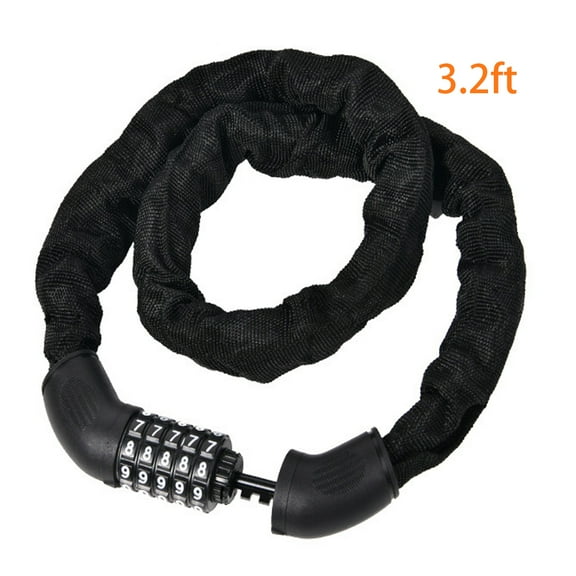 Lefiocky Bike Chain Lock, Heavy Duty 43" Bicycle Locks with 5 Digit Combination Keyless, Black