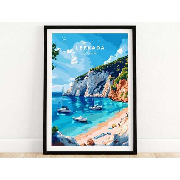 Lefkada Art Print Greece Living Room Wall Decor Artwork Gift Framed Print or Unframed Post