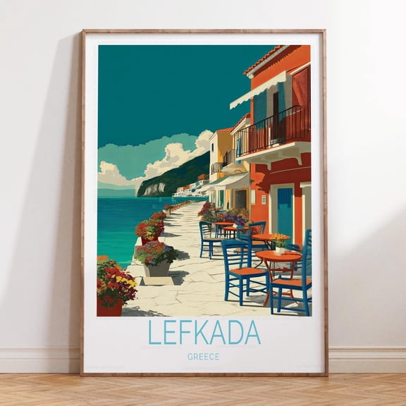 Lefkada Greece Scenic Coastal Nature Print, Unframed Paper Print Size 8x12
