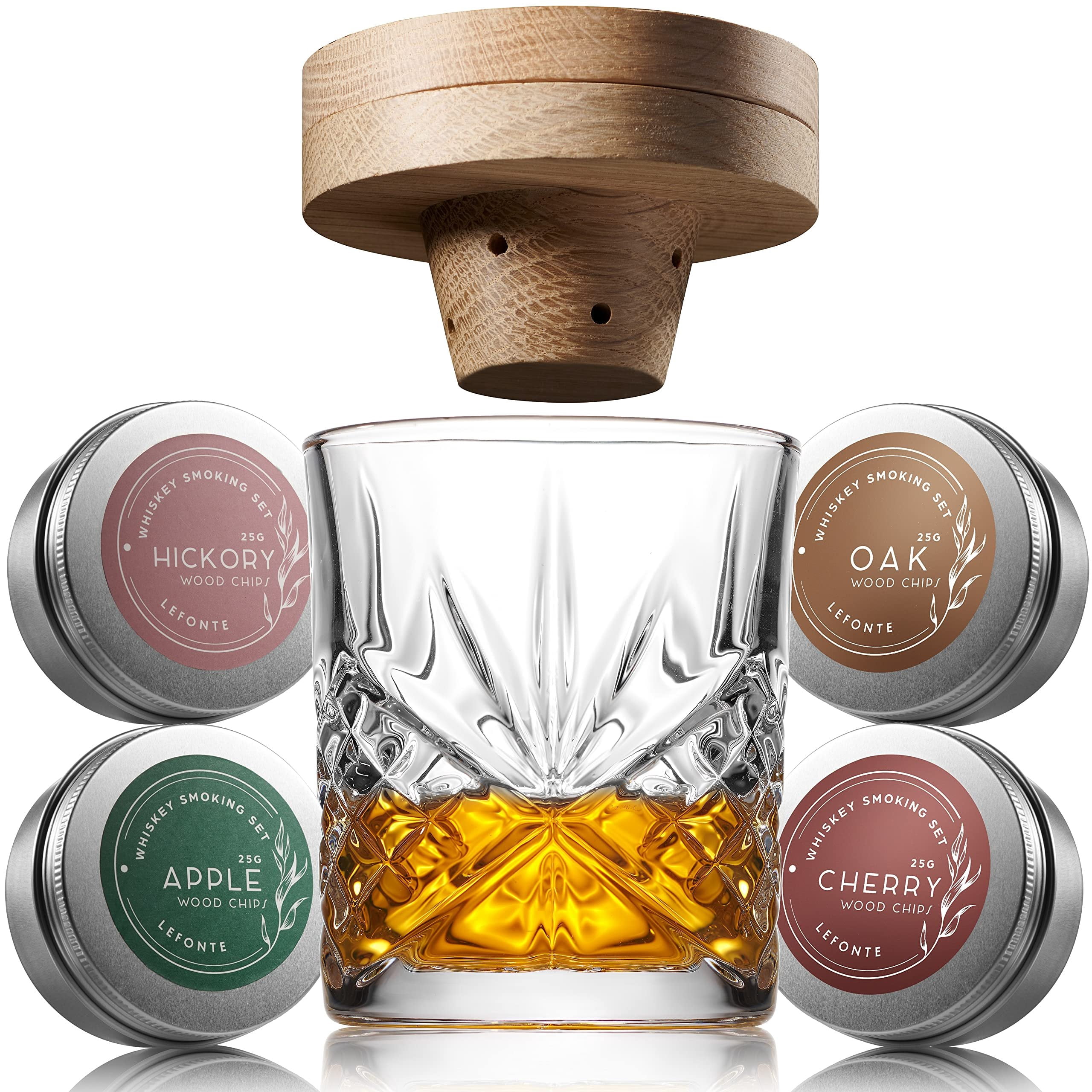 8PC Cocktail Smoker Kit With Whiskey Wood Chips - Home Bar Smoking Kit For Drinks