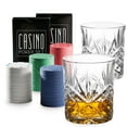 thumbnail image 1 of Lefonte Whiskey Glasses Casino Set, Whiskey Glasses with Poker Chip Set and Cards, Casino Poker Chips, Whiskey Gifts for Men, 1 of 5