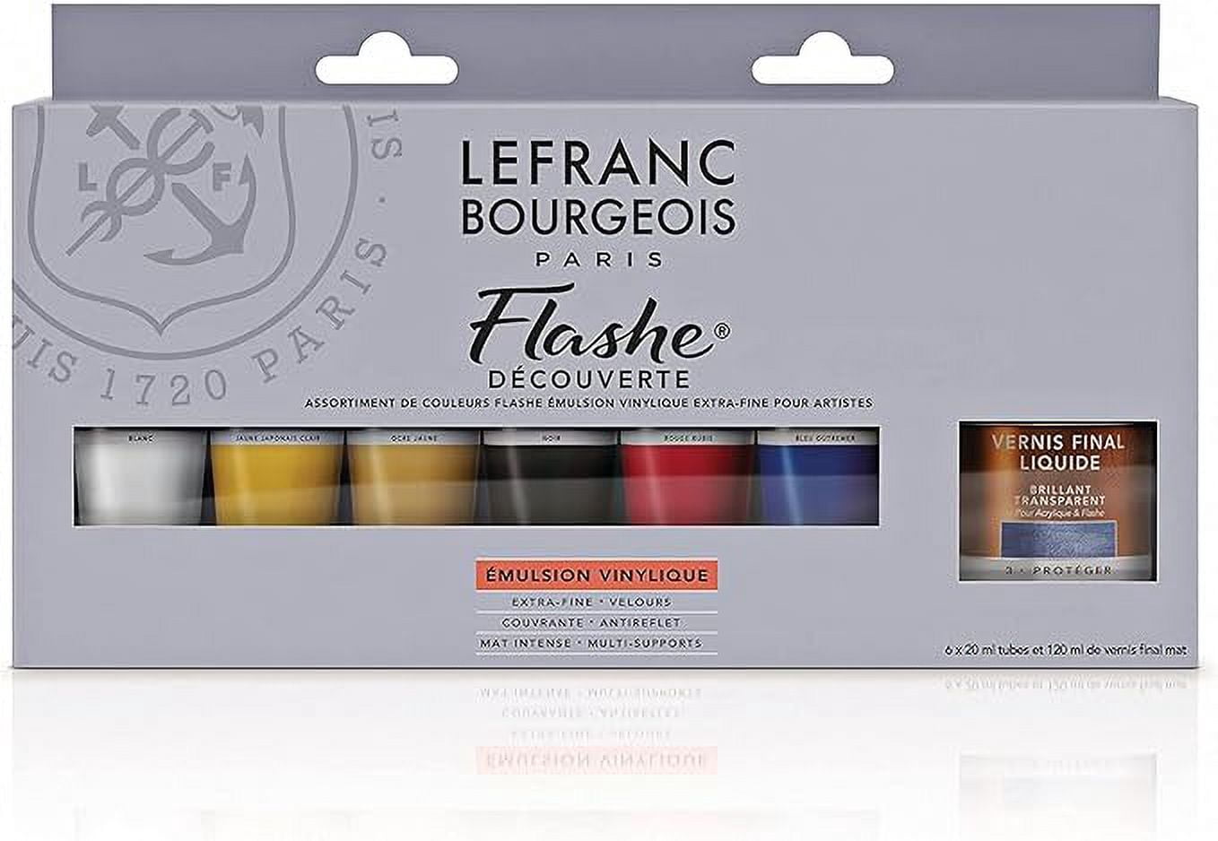 Lefranc Bourgeios Flashe Vinyl Paint, Discovery Set, 6x20ml + Matte Varnish, 7 Count