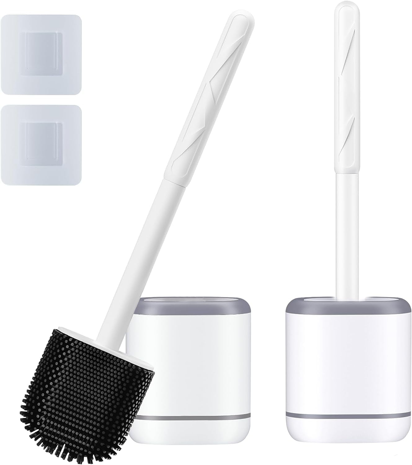 Lefree 2 Pack Toilet Brush and caddy Bowl Brush Holder Gray