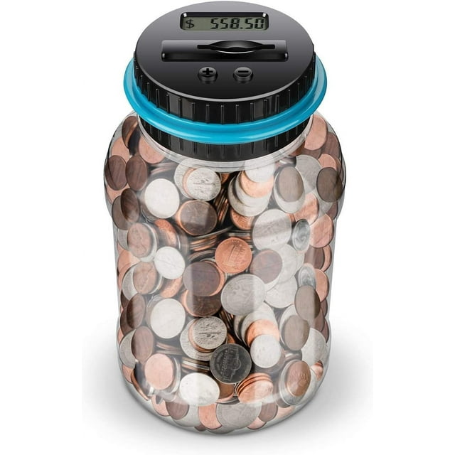 Lefree Big Piggy Bank, Digital Counting Coin Bank,Money Saving Jar,Gift,Powered by 2AAA Battery (Not Included) 1.8L