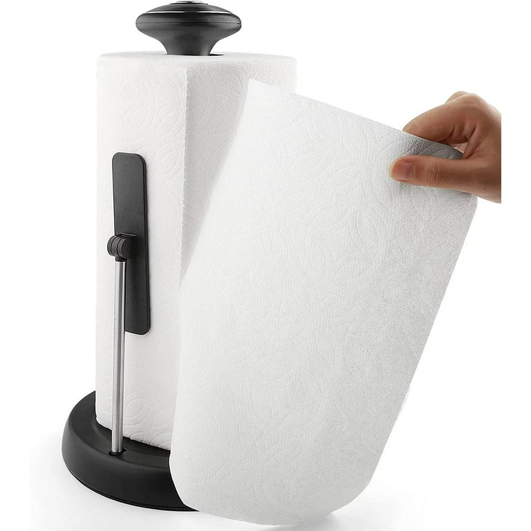 Lefree Paper Towel Holder Countertop Dispenser for Kitchen, Stainless  Steel, Black 