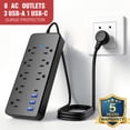 thumbnail image 1 of Lefree Power Strip Surge Protector Extension Cord with Multi Outlets & USB Ports, Black, 1 of 11