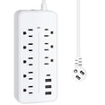 thumbnail image 1 of Lefree Surge Protector Power Strip with USB Ports 4-Foot Extension Cord - 12 Outlet for Indoor/Office Use, White, 1 of 7