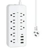 Lefree Surge Protector Power Strip with USB Ports 4-Foot Extension Cord - 12 Outlet for Indoor/Office Use