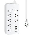thumbnail image 1 of Lefree Surge Protector Power Strip with USB Ports  4-Foot Extension Cord - 12 Outlet for Indoor/Office Use, White, 1 of 7