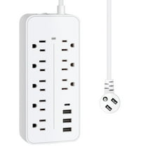 Lefree Surge Protector Power Strip with USB Ports  4-Foot Extension Cord - 12 Outlet for Indoor/Office Use, White